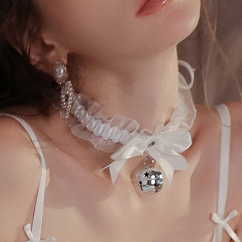 Seductive Cute Bow Tie Bell Collar Necklace