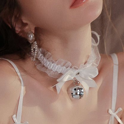 Seductive Cute Bow Tie Bell Collar Necklace