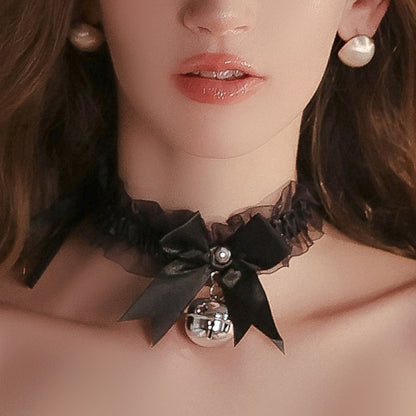Seductive Cute Bow Tie Bell Collar Necklace