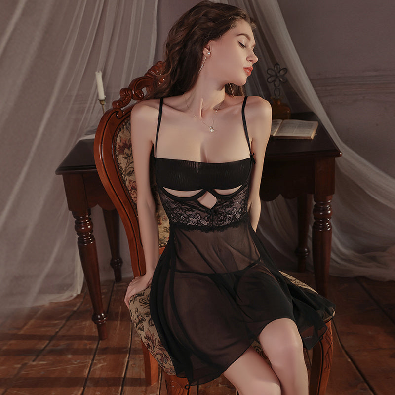 Flirty See-Through Mesh Lingerie Set