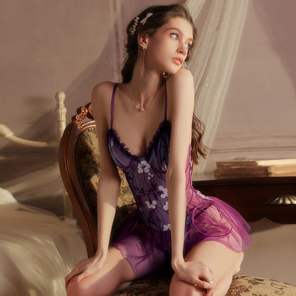 Light Luxe Sheer Lace Floral Deep V Bodysuit