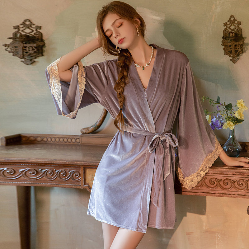 Padded Velvet Nightgown Set – Sweet & Alluring