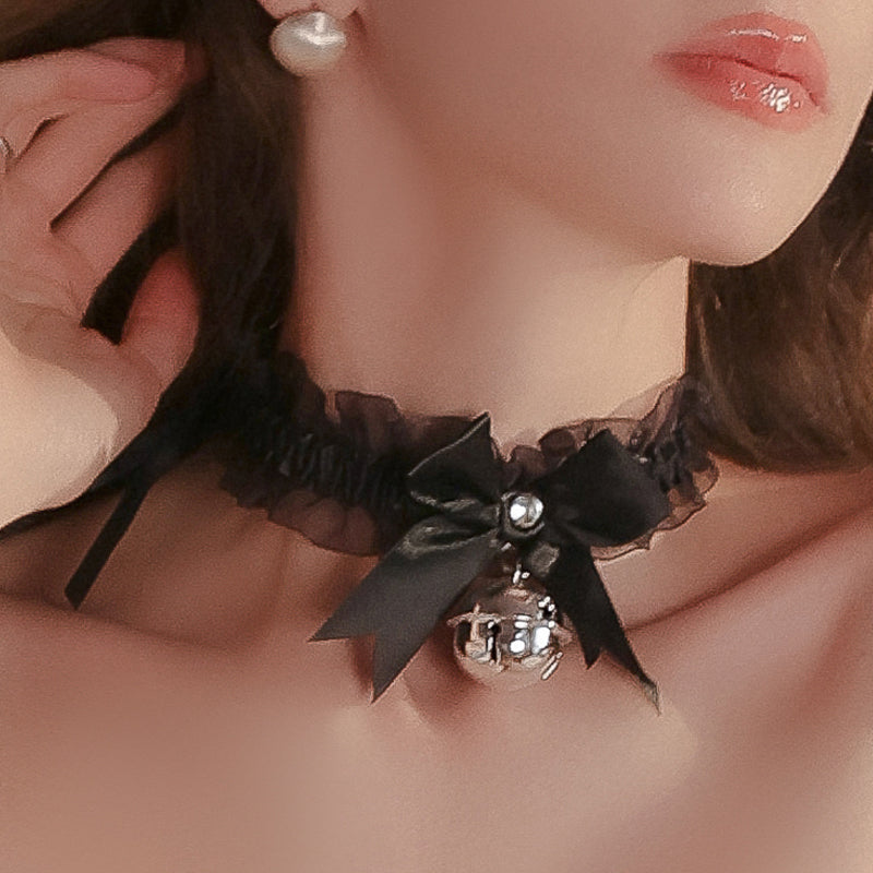 Seductive Cute Bow Tie Bell Collar Necklace