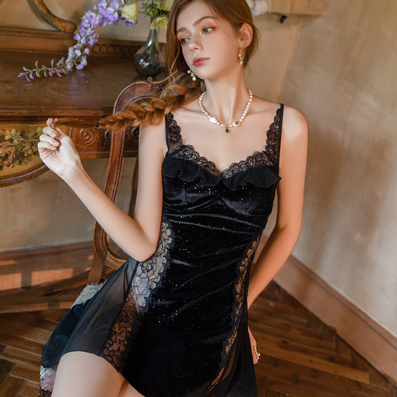 Padded Velvet Nightgown Set – Sweet & Alluring