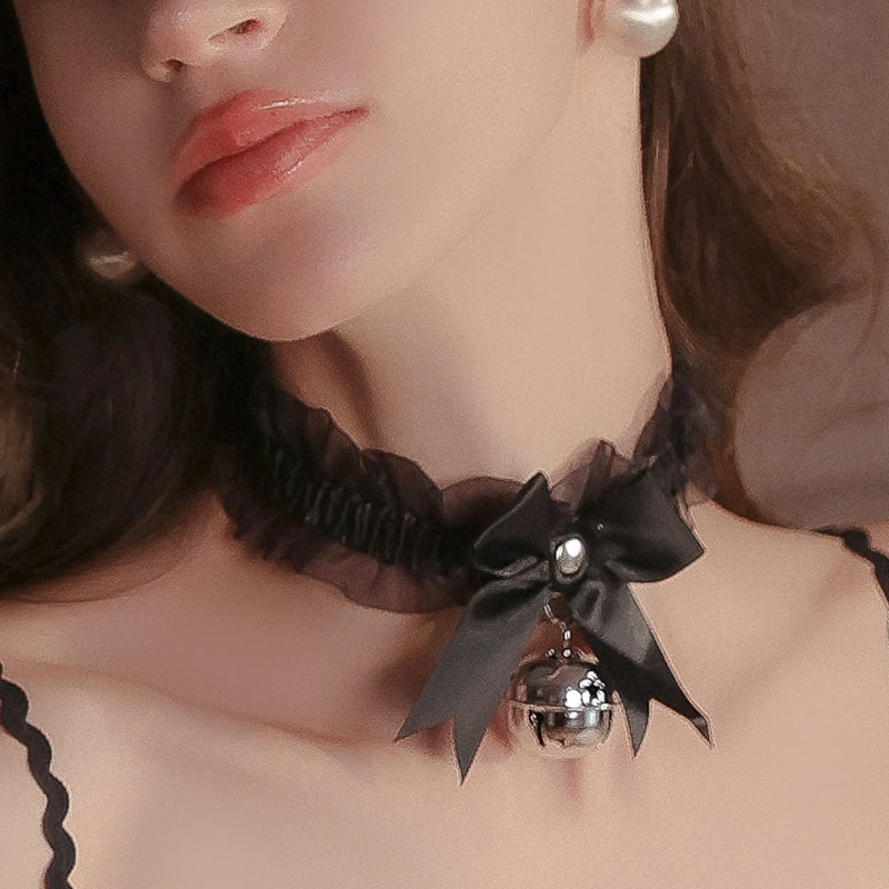 Seductive Cute Bow Tie Bell Collar Necklace