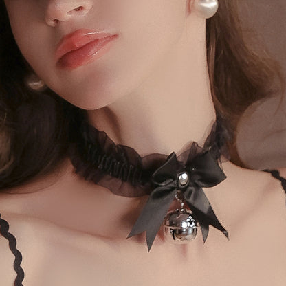 Seductive Cute Bow Tie Bell Collar Necklace