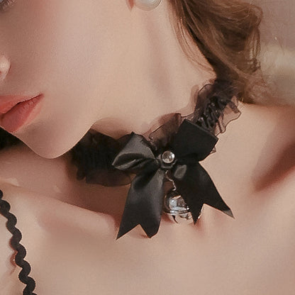 Seductive Cute Bow Tie Bell Collar Necklace