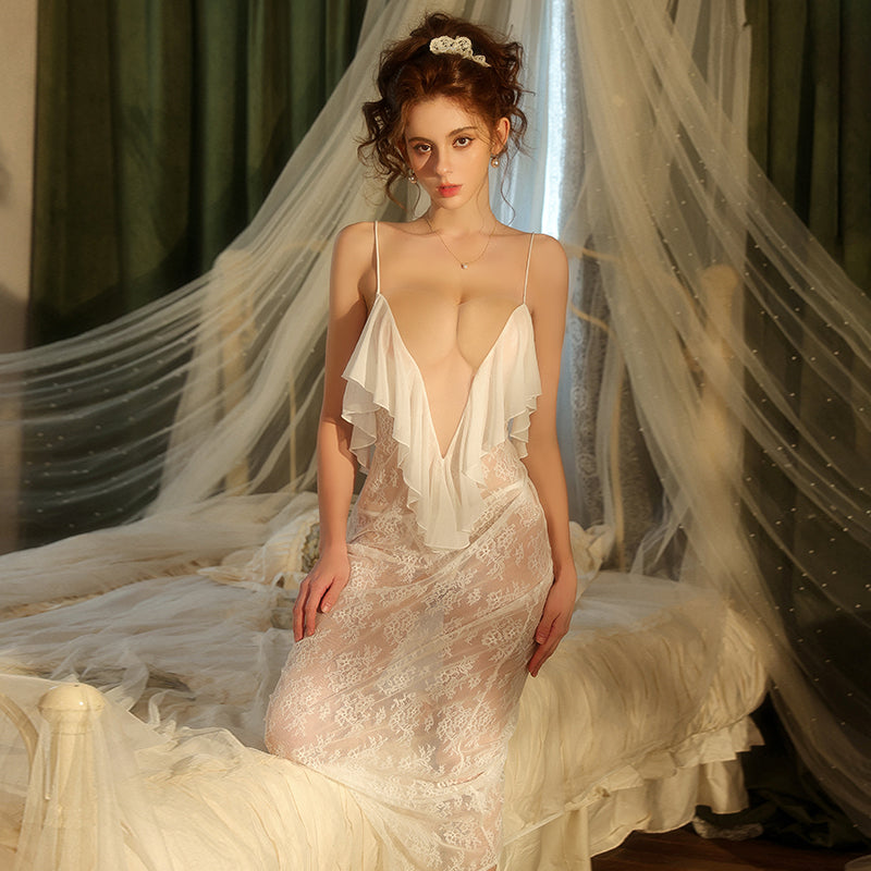 Sheer Lace Backless Camisole Dress