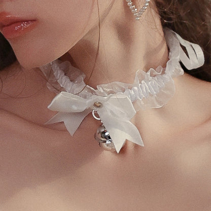 Seductive Cute Bow Tie Bell Collar Necklace