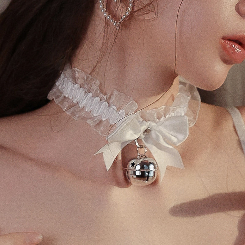 Seductive Cute Bow Tie Bell Collar Necklace